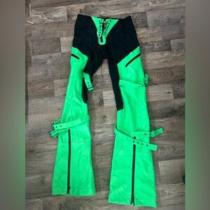 Namilia Moto Mesh Pants Black Large Neón Green Black White Stretch